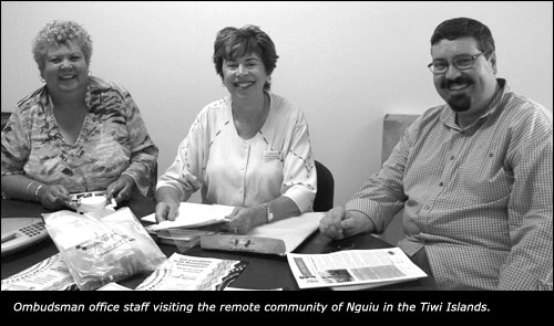 Ombudsman office staff visiting the remote community of Nguiu in the Tiwi Islands.