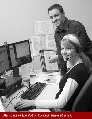 Members of the Public Contact Team at work.