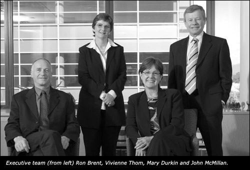 Executive team (from left) Ron Brent, Vivienne Thom, Mary Durkin and John McMillan.