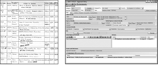 Complaint Ledger and a screen from the Resolve complaint management system