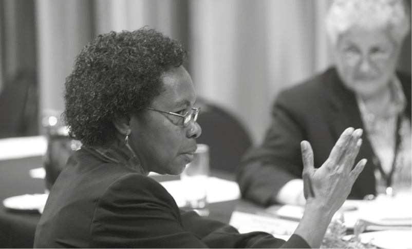 Left to Right - Phoebe Sangetari, Ombudsman from the Ombudsman Commission of PNG, and Beverley Wakem, Chief Ombudsman of New Zealand, at the Pacific Ombudsman Alliance  Annual Conference in Wellington New Zealand, November 2012.