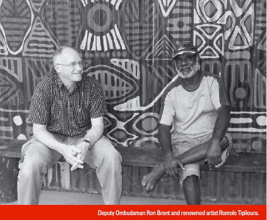 Photo: Deputy Ombudsman Ron Brent and renowned artist Romolo Tipiloura.